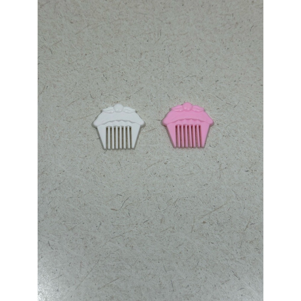 Lot Of 2 Vintage 1988 Cherry Merry Muffins Combs Hair Brush Pink And White